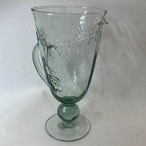 Glass Pitcher Spain Recycled Glass Handmade Pour Spout Ball Base 5 Cup 10.5 Tall